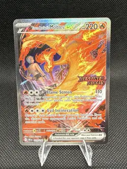 Team Rocket's Moltres Ex 229/182 Pokemon Destined Rivals Stamped Promo Card - Image 1