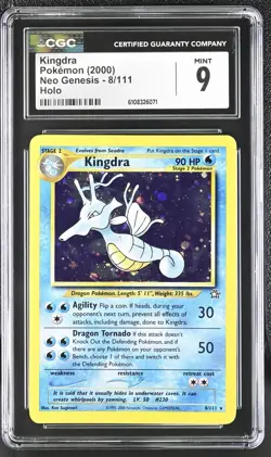 CGC 9 Kingdra 2000 Neo Genesis 8/111 Holo Pokemon Card - Image 1