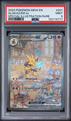 2023 POKEMON MEW EN-151 SPECIAL ILLUSTRATION RARE #201 ALAKAZAM EX PSA 9 - Image 1