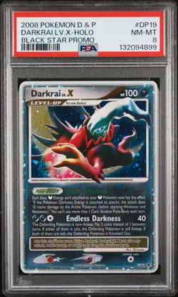 2008 POKEMON DIAMOND & PEARL BLACK STAR PROMO #DP19 DARKRAI LV.X-HOLO PSA 8 - Image 1