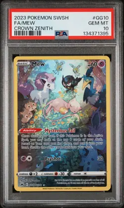 2023 POKEMON SWORD & SHIELD CROWN ZENITH #GG10 FULL ART/MEW PSA 10 - Image 1