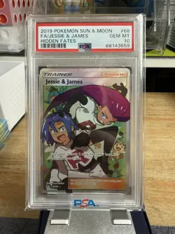 PSA 10 - Jesse And James - 68/68 - Full Art Trainer - Pokemon TCG - Hidden Fates - Image 1