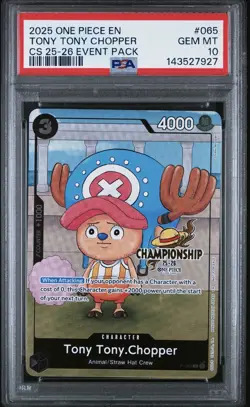 2025 One Piece EN CS 25-26 Event Pack #065 Tony Tony Chopper PSA 10 GEM MINT - Image 1
