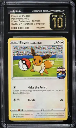 CGC 10 PRISTINE Eevee on the Ball 002/005 Promo Futsal UK Exclusive Pokemon Card - Image 1