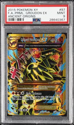 2015 POKEMON XY ANCIENT ORIGINS #97 FULL ART/PRIMAL GROUDON EX PSA 9 - Image 1