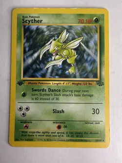 Pokemon TCG Scyther 1st Edition Non-Holo Jungle (1999) 26/64 WOTC Condition MP - Image 2