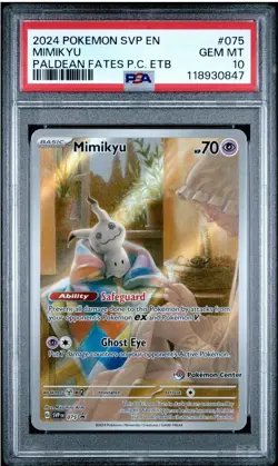 Mimikyu Paldean Fates Pokemon Center Stamp Promo 075 - SVP EN - PSA 10 - Image 1