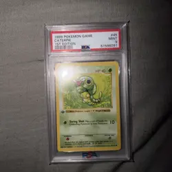 CATERPIE 1999 POKEMON GAME BASE SET 1ST EDITION COMMON 45/102 PSA 9 GRADED SLAB - Image 1