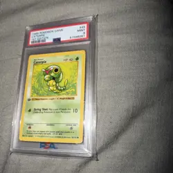 CATERPIE 1999 POKEMON GAME BASE SET 1ST EDITION COMMON 45/102 PSA 9 GRADED SLAB - Image 3