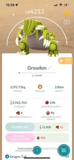 Pokemon Go Legendary Shiny Groudon ( High CP )( Reduced) - Image 1