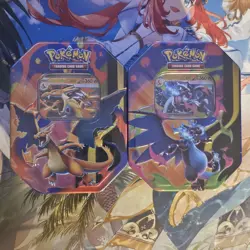 Pokemon TCG Mega Charizard X & Y EX Tins New SET OF 2 Mega Evolution SHIPS TODAY - Image 1