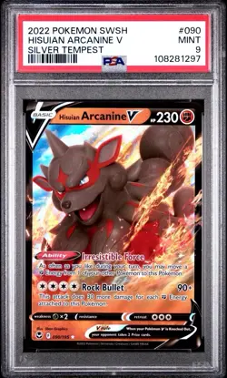 2022 Pokemon Silver Tempest # 090 Hisuian Arcanine V PSA 9 MINT Trusted Seller! - Image 1