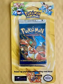 Vintage Pokemon Base Set Unlimited Charizard Art Blister Pack Factory Sealed 34g - Image 1