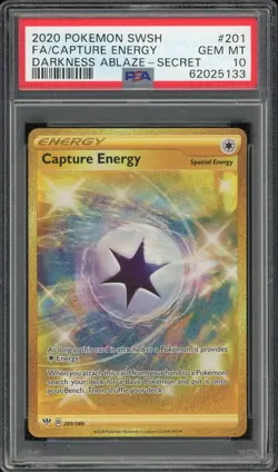 2020 Pokemon Darkness Ablaze Capture Energy Full Art #201 GMT PSA 10 Secret Rare - Image 1