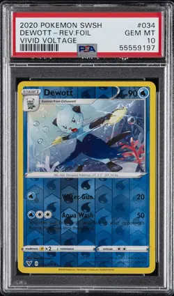 2020 POKEMON SWORD & SHIELD VIVID VOLTAGE #034 DEWOTT-REVERSE FOIL PSA 10 - Image 1