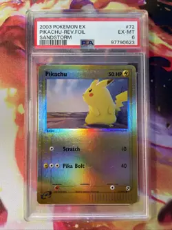 PSA 6 EX-MT Pikachu 72/100 Reverse Foil EX Sandstorm 2003 Pokemon TCG - Image 1
