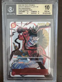 2025 One Piece Promos ST01012 Monkey D Luffy 3rd Anniversary Winner Prize BGS 10 - Image 1
