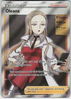 Pokemon Oleana (Full Art) 191/192 SWSH02: Rebel Clash Ultra Rare NM - Image 1