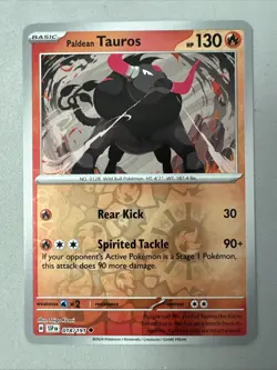 Pokemon TCG * SV Surging Sparks * 018/191 Paldean Tauros U * REVERSE HOLO * NM - Image 1