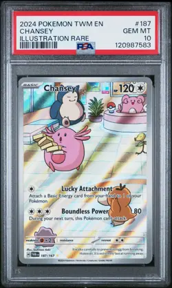 2024 POKEMON TWM EN-TWILIGHT MASQUERADE ILLUSTRATION RARE #187 CHANSEY PSA 10 - Image 1