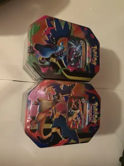Pokemon Charizard & Mega Charizard X & Y Tins TCG Cards - Image 1
