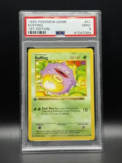 PSA 9 MINT Koffing 51 Base Set 1st Edition Pokemon Card - Image 1