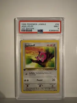 Pokemon TCG Jigglypuff 1st Edition Jungle Card 54/64 Regular Common PSA 9 - Image 1