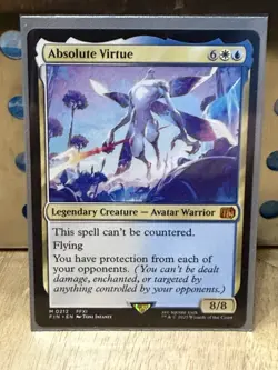 Absolute Virtue Legendary Creature Rare White Blue Avatar Warrior 8/8 MTG Card - Image 1