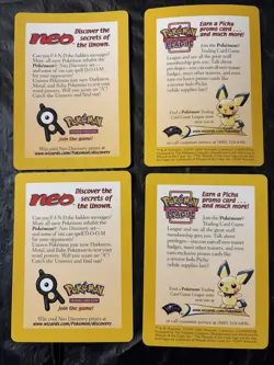 2001 Pokemon Neo Discovery pokemon League Promo Insert Card X4 - Image 1