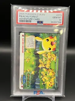 2005 Pokemon Zukan Adventure Card #079 Pikachu Forest PSA 10 - Image 1