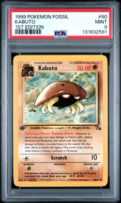 1999 POKEMON FOSSIL 1ST ED #50 KABUTO PSA 9 - Image 1