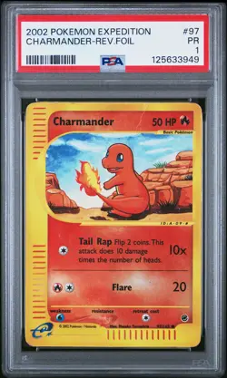 2002 POKEMON EXPEDITION #97 CHARMANDER-REVERSE FOIL PSA 1 - Image 1