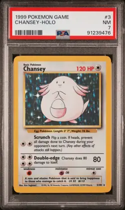 Pokemon TCG Chansey Base Set 3/102 Holo Unlimited Holo PSA 7 - Image 1
