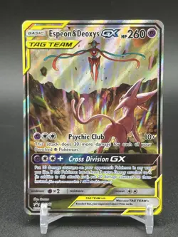 Pokemon TCG Espeon & Deoxys GX SM240 Tag Team Black Star Promo Holo NM - Image 1