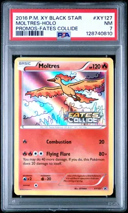 2016 POKEMON XY BLACK STAR PROMO FATES COLLIDE #XY127 MOLTRES-HOLO PSA 7 - Image 1