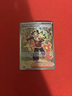 Pokemon TCG Destined Rivals Ethan's Adventure Full Art Trainer Card 236/182 - Image 1