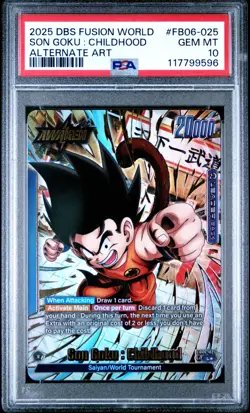 PSA 10 Son Goku : Childhood FB06-025 Leader Alt Card Rivals Clash LOW POP - Image 1