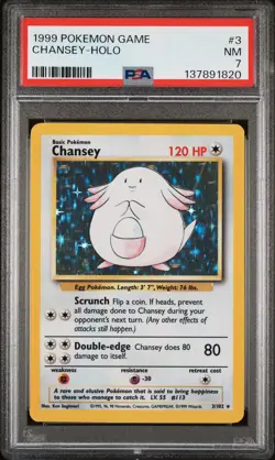 1999 POKEMON GAME #3 CHANSEY-HOLO PSA 7 - Image 1