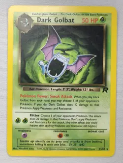 Pokemon Dark Golbat 24/82 Team Rocket Rare Non Holo - HP - Crease - Image 1