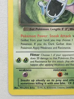 Pokemon Dark Golbat 24/82 Team Rocket Rare Non Holo - HP - Crease - Image 5