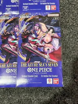 12x One Piece OP-14 THE AZURE SEA’S SEVEN Sleeved Blister Booster Packs Sealed - Image 2