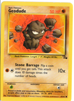 Geodude 47/62 Fossil Set Pokemon Card - Image 1
