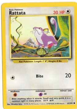 Rattata 61/102 Base Set Pokemon Card - Image 1