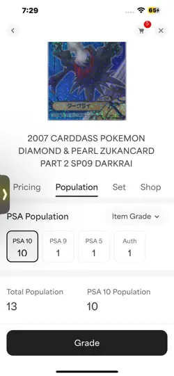 Pokemon Darkrai SP-09 Holo Zukan Card Part 2 2007 Diamond & Pearl PSA 10 Gem - Image 4