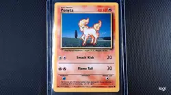 Miscut ERROR Reverse Side 1999 Pokemon Base Set Unlimited Ponyta 60 LP - Image 2