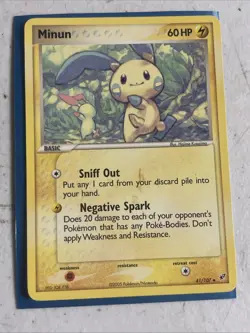 English Pokemon Regular Minun - 41/107 - Uncommon EX Deoxys Hp+ - Image 1