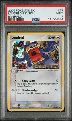 2005 POKEMON EX EMERALD #35 LOUDRED-REVERSE FOIL PSA 9 - Image 1