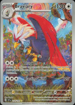 Pokemon TCG - Braviary Illustration Rare SV08: Surging Sparks 214/191 NM - Image 1