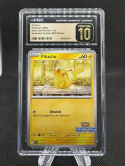 POKEMON CGC PRISTINE 10 PIKACHU ILLUSTRATION CONTEST WINNER 2024 #214 PROMO - Image 1