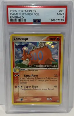 2005 Pokemon EX Camerupt Reverse Foil Holo Emerald #23 PSA 9 Mint - Image 1